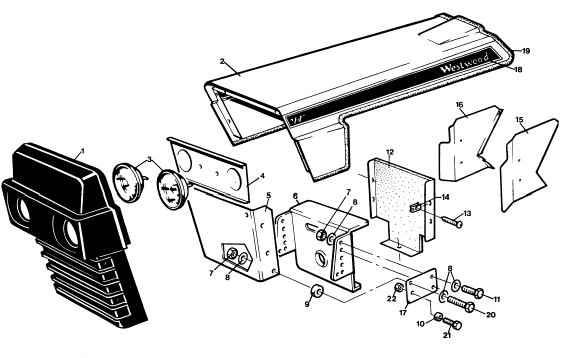 Bonnet & grille assembly - 16 and 18 HP only