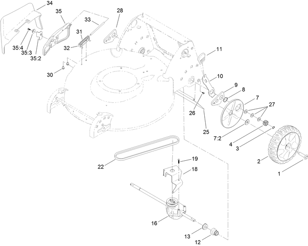 Rear Wheel Transmission and Side Discharge Chute Assembly