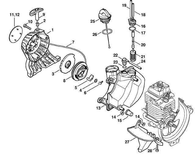 Rewind starter, Fuel tank