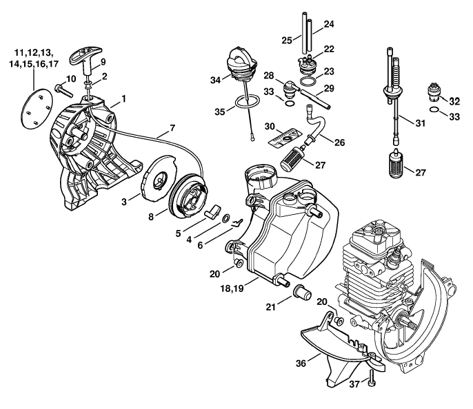 Rewind starter, Fuel tanks