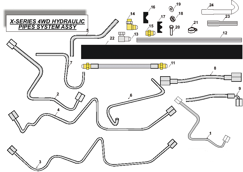 4WD Hydraulic Pipes System Assembly