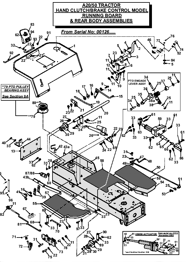Hand Clutch-Brake Control Model Running Board & Rear Body Assemblies from Serial no 00126...