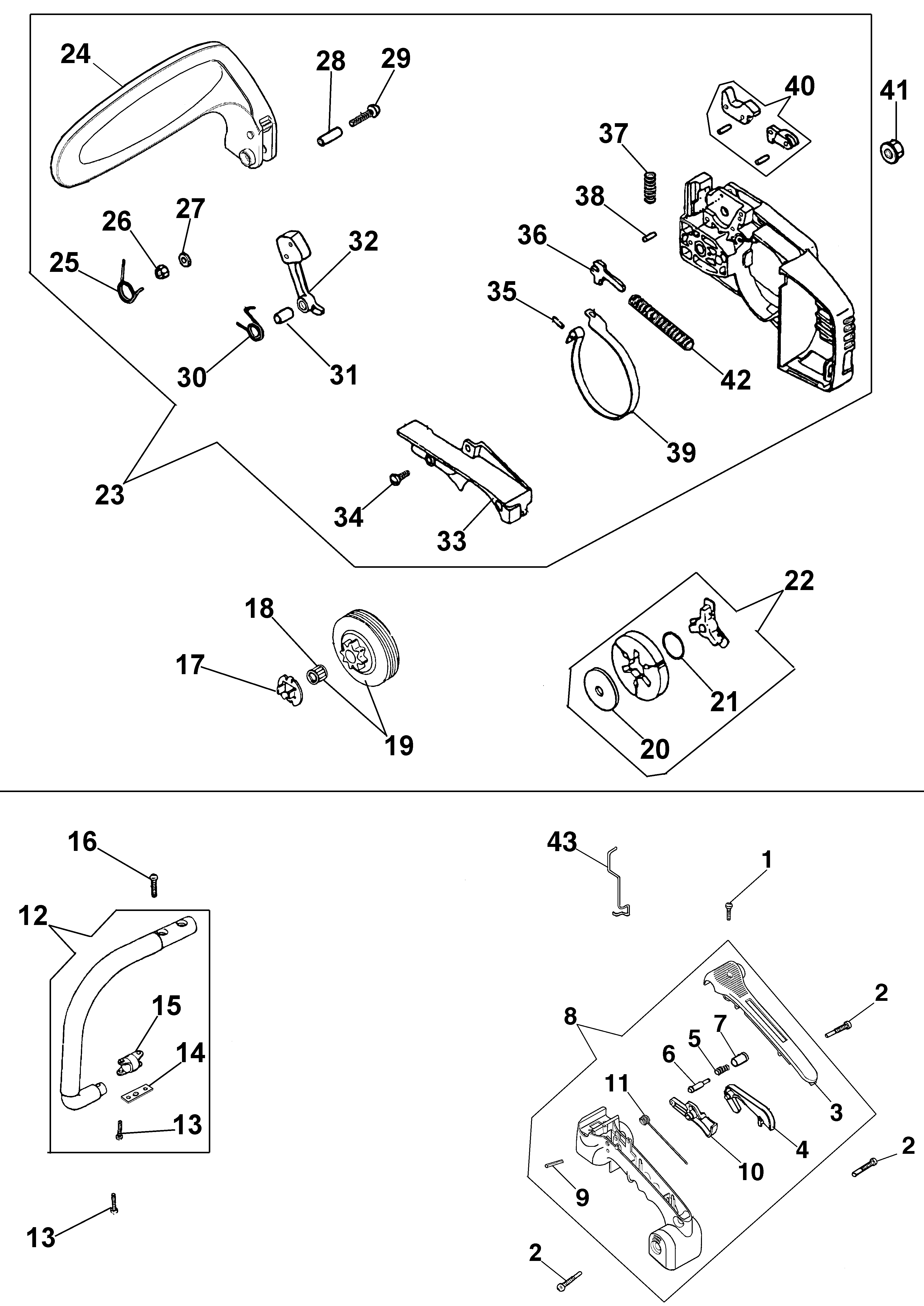 Clutch assy and handles