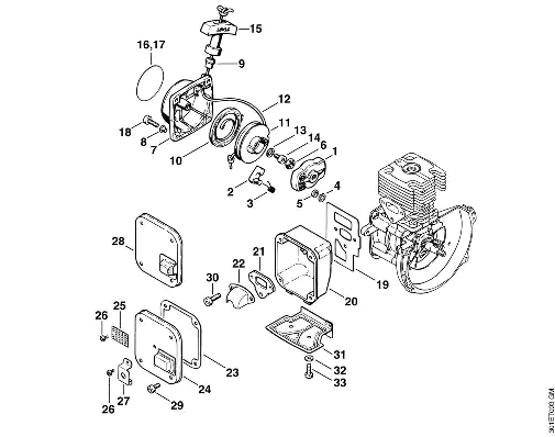 B-Rewind starter, Muffler