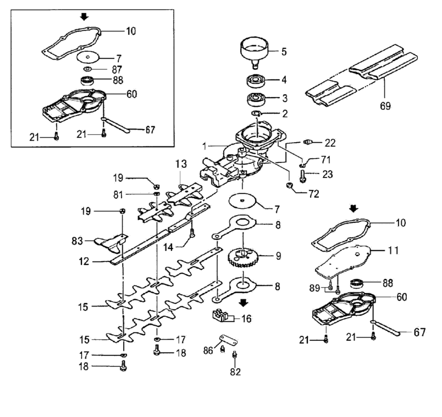 GEAR CASE / BLADE (SERIAL NO.Y322201-)