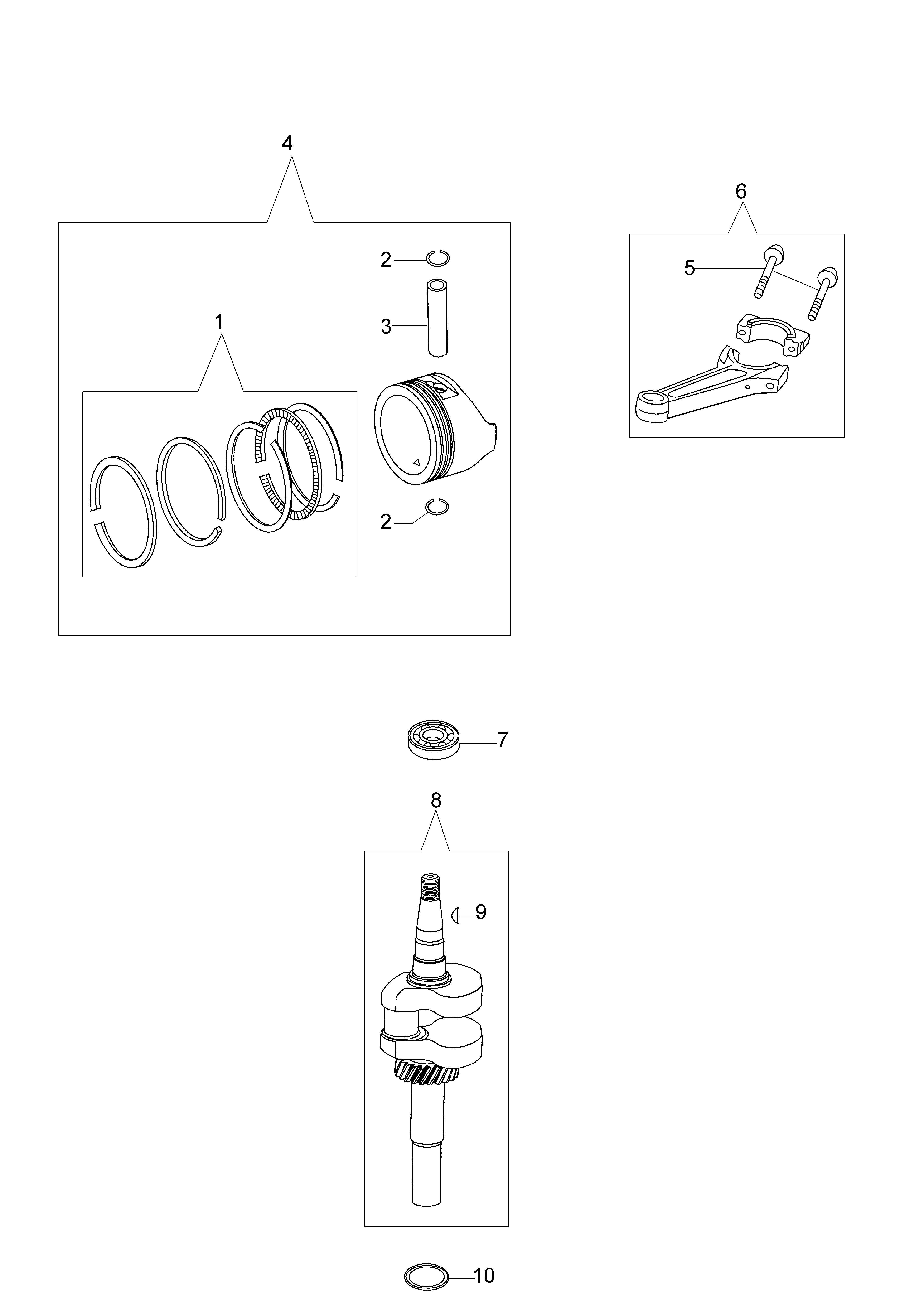 Crankshaft and piston