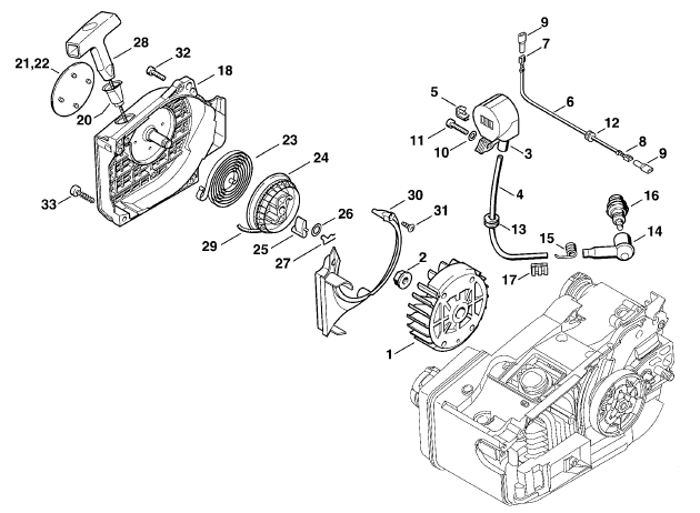Ignition system -Rewind starter
