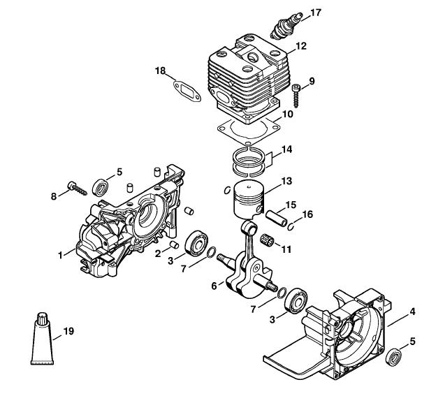 Crankcase,  Cylinder FS 200
