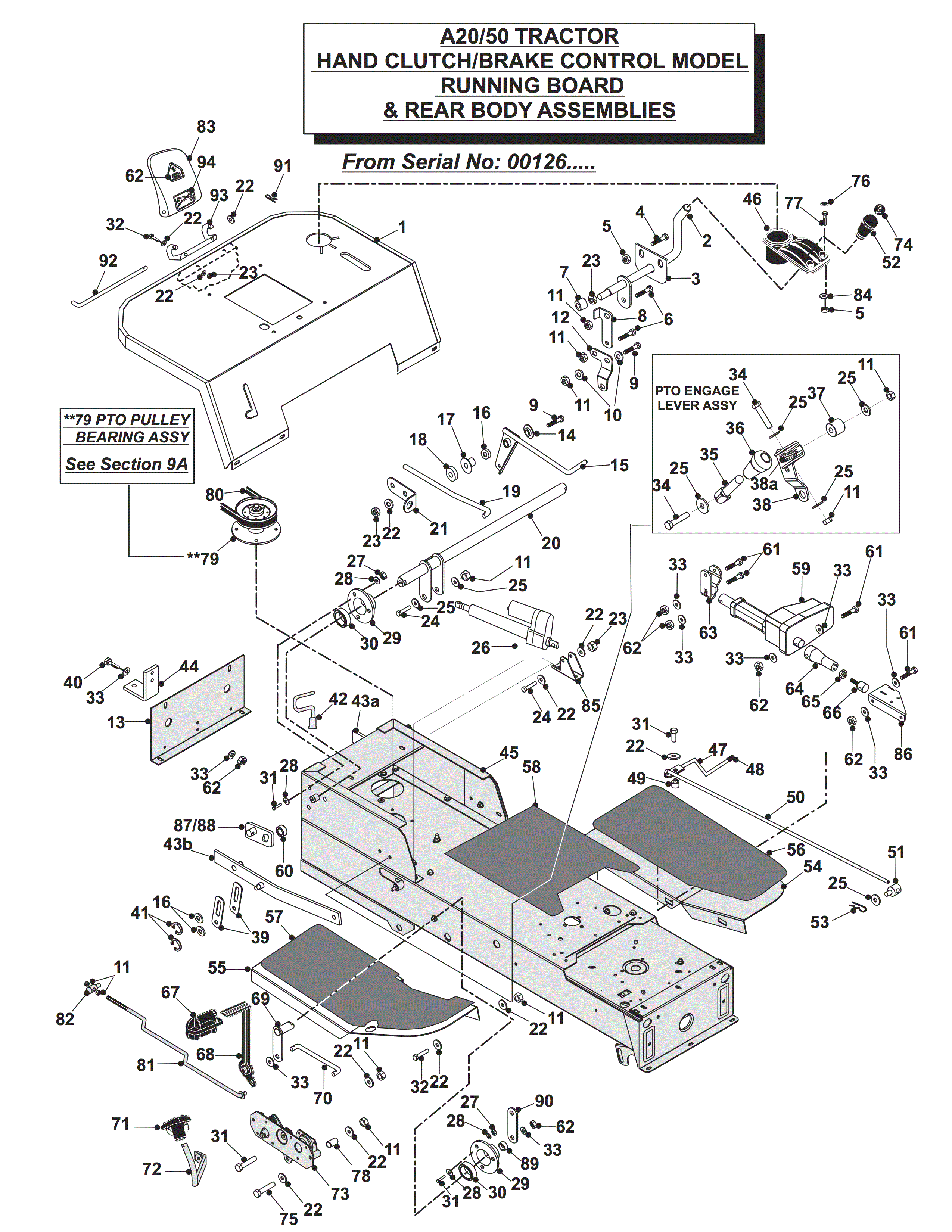 RUNNING BOARD & REAR BODY ASSEMBLY - HAND CLUTCH / BRAKE CONTROL from Serial No: 00216...