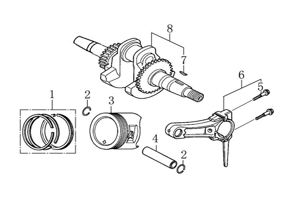 Crankshaft and piston