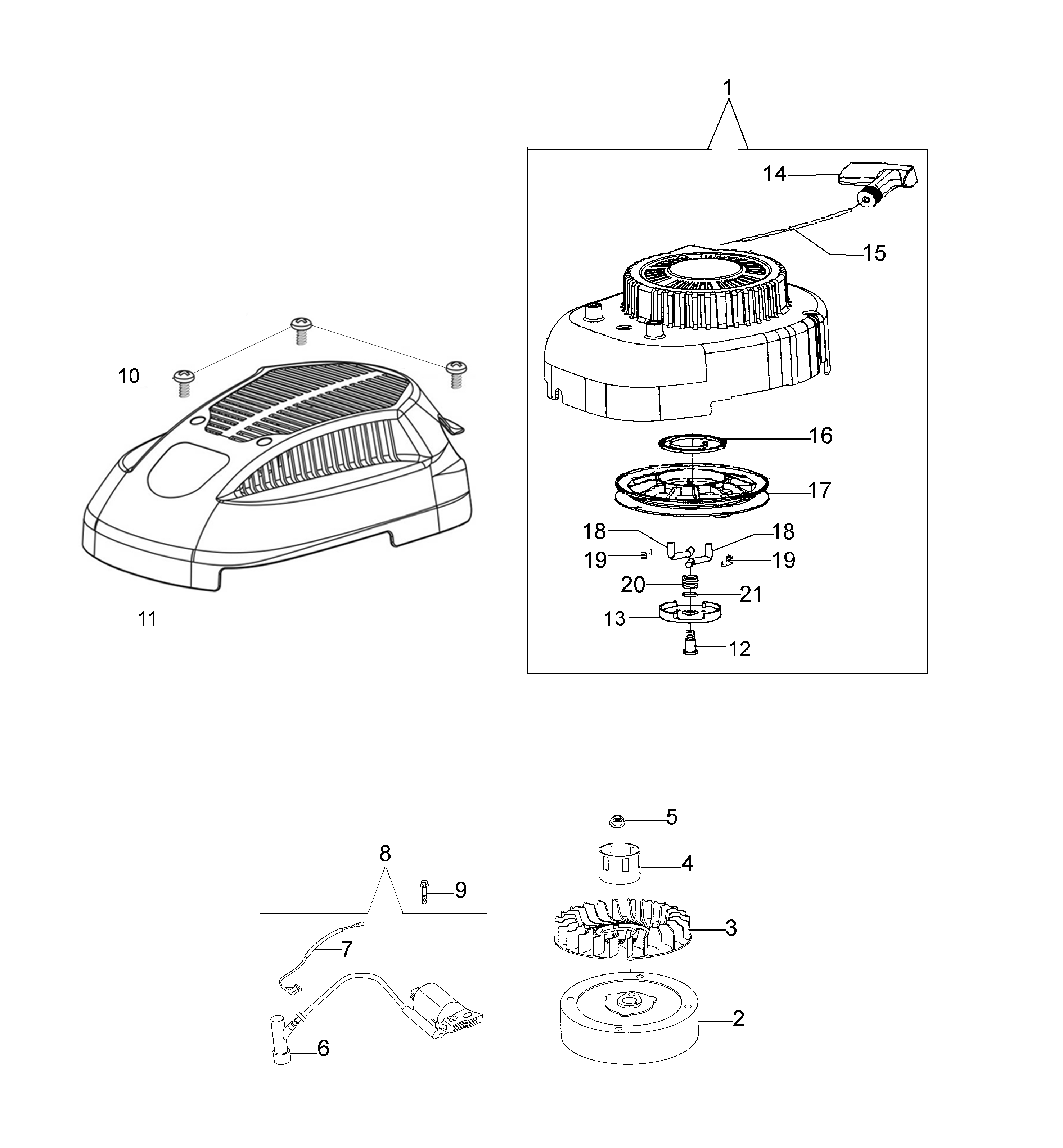 Starter assy and flywheel