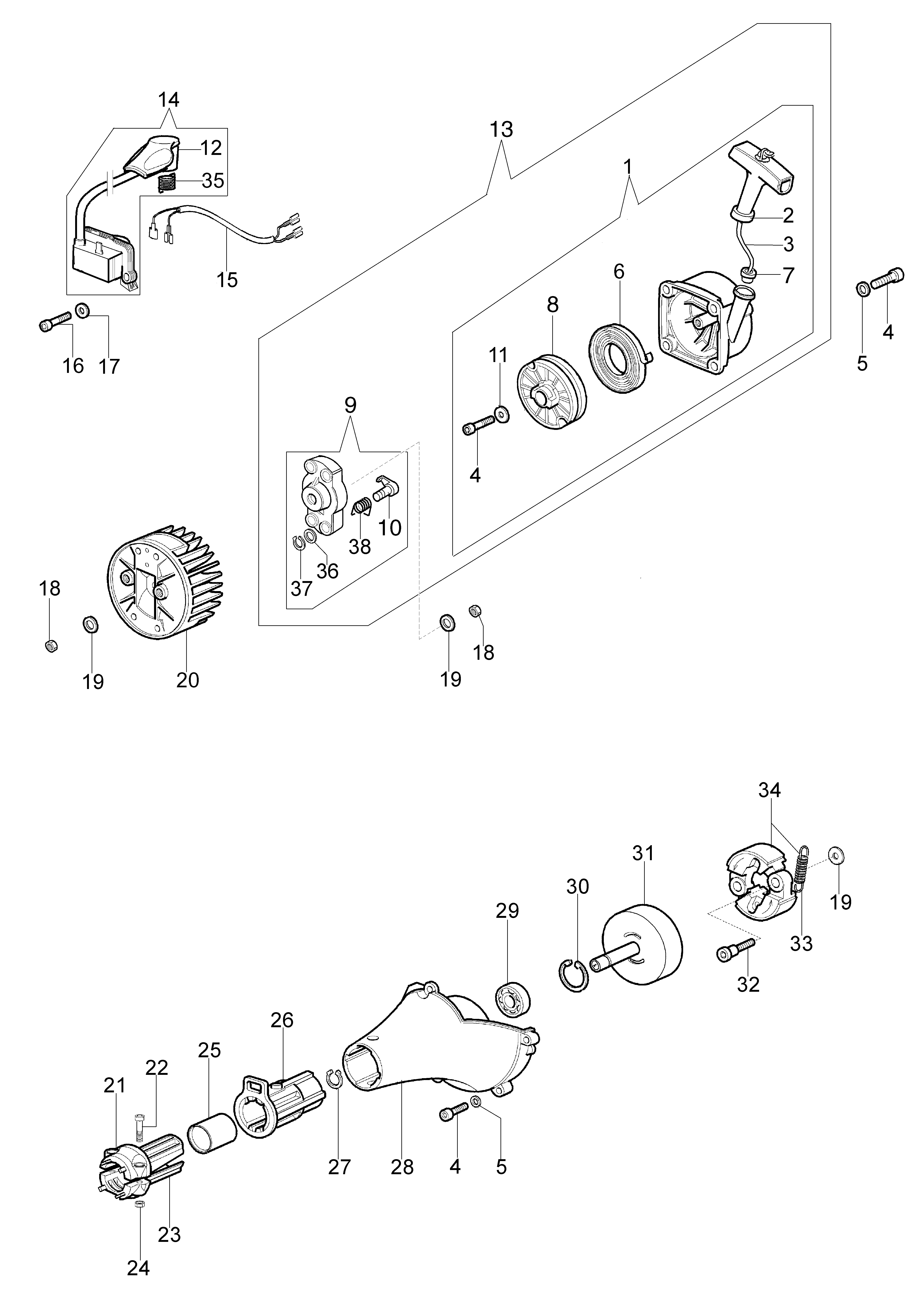 Starter assy and clutch