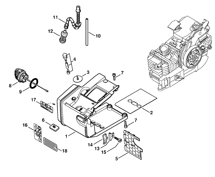 Tank housing MS 200 T (32.2005)