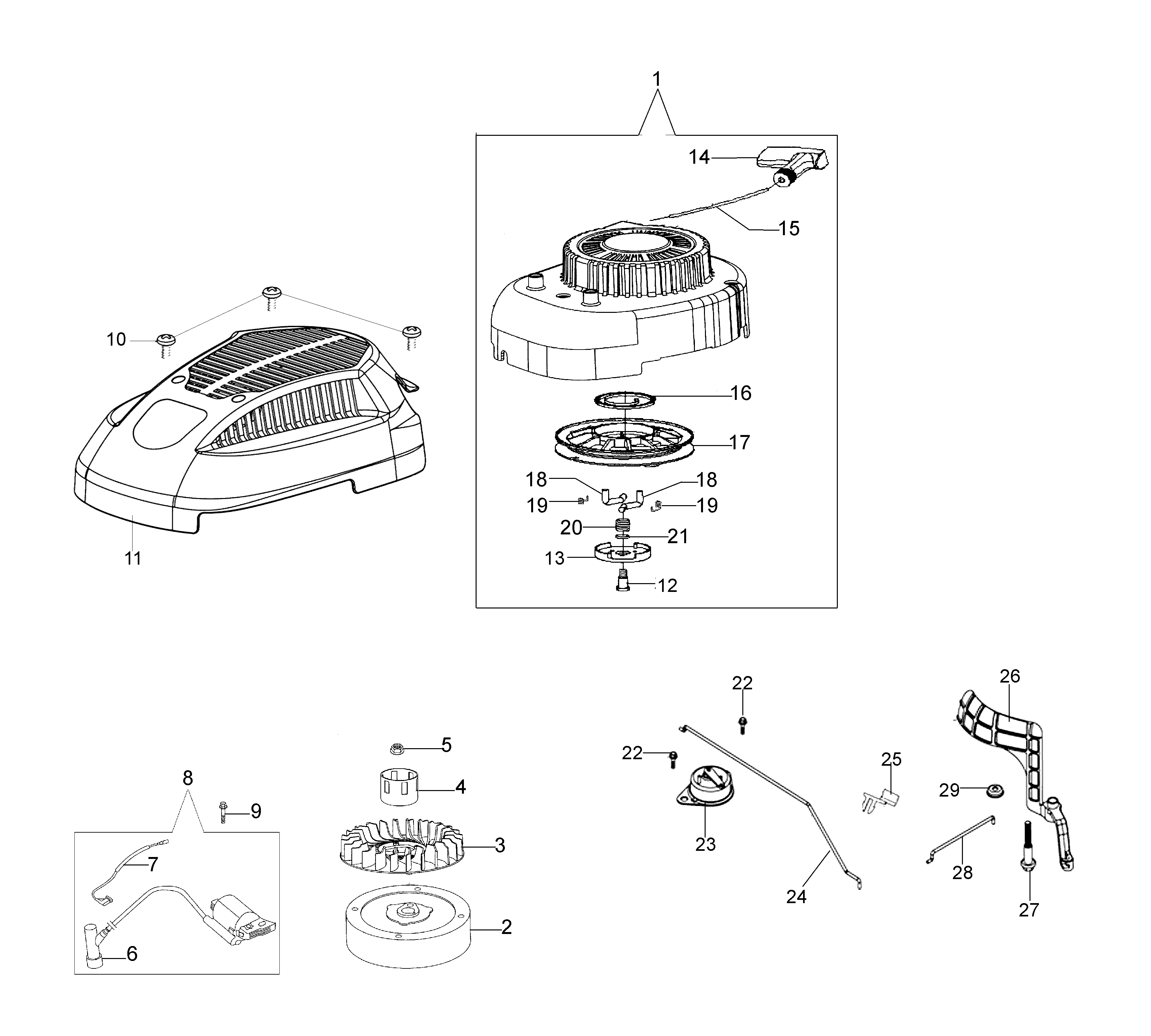Starter assy and flywheel