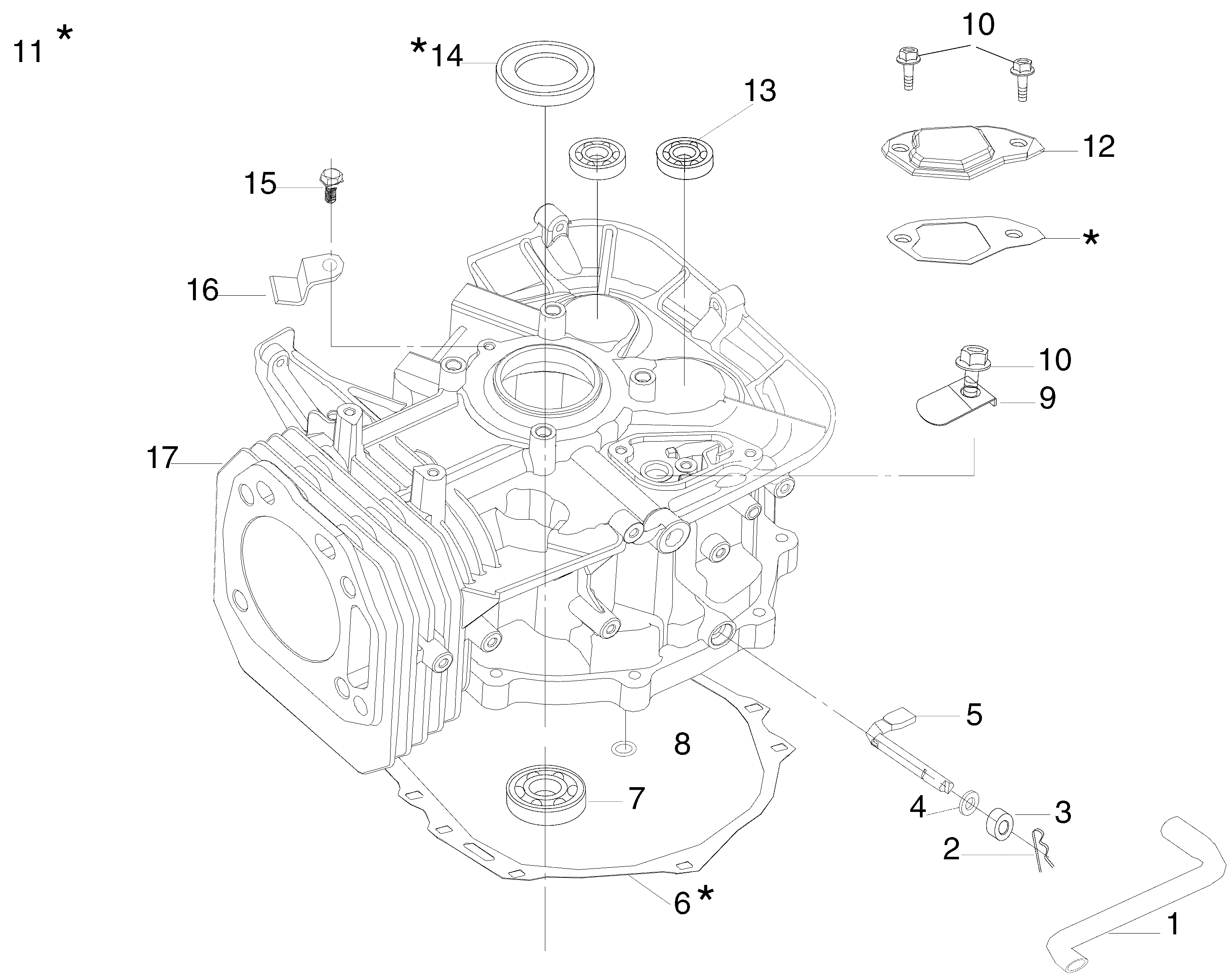 Cylinder and crankcase