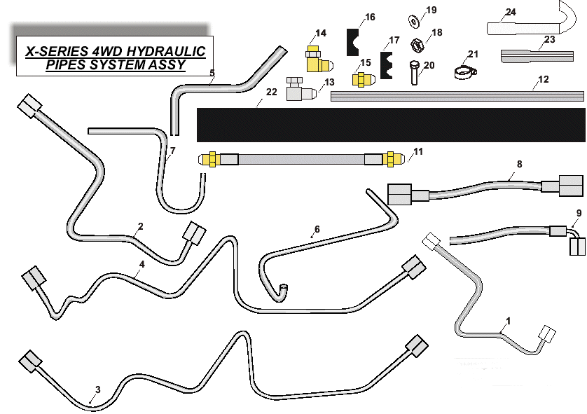 4WD Hydraulic Pipes System Assembly
