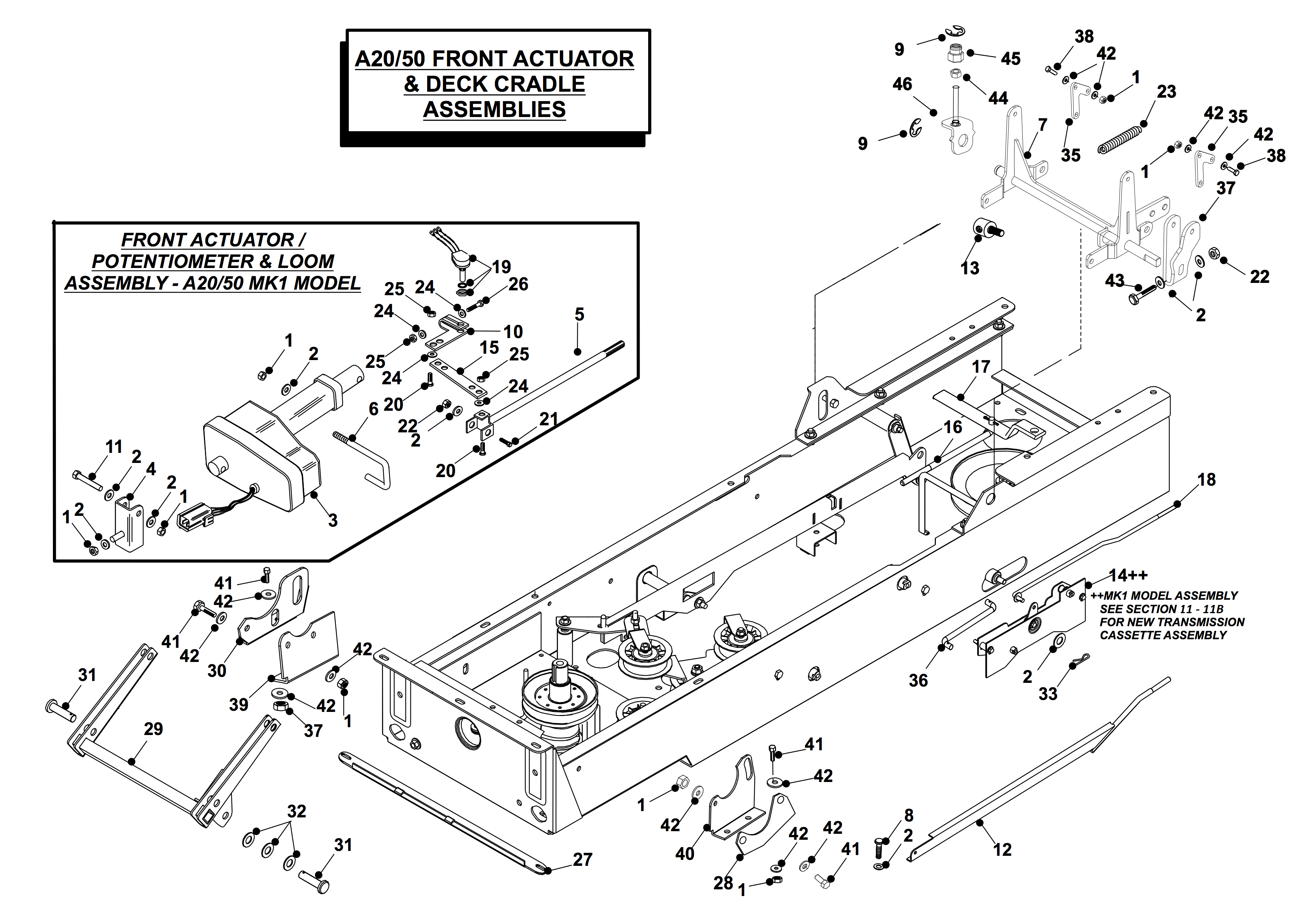 FRONT ACTUATOR & DECK CRADLE