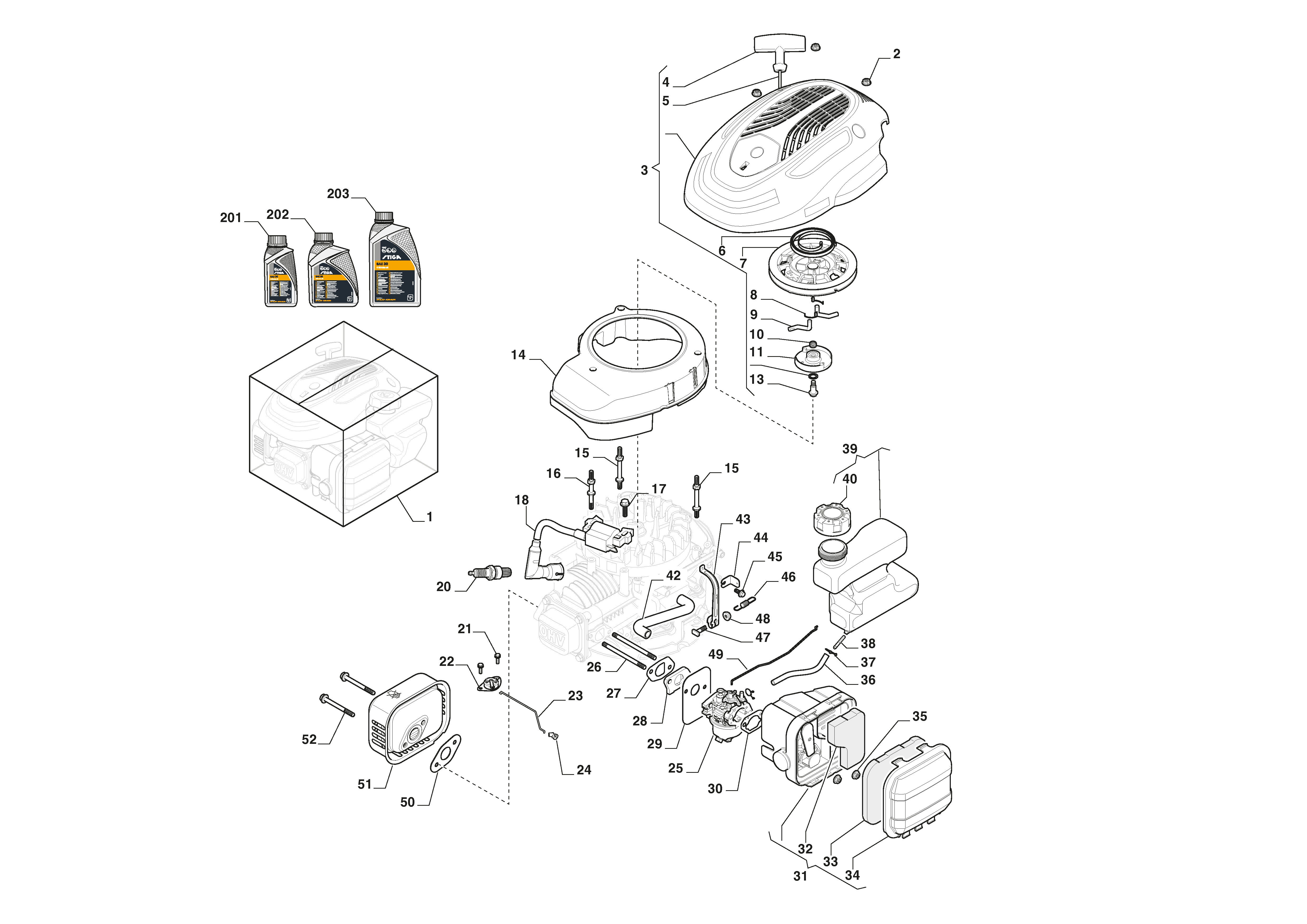  Carburettor, Tank
